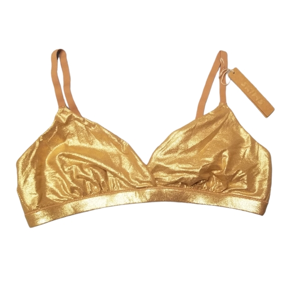 Skims FITS EVERYBODY Crossover BRALETTE Bra Gold Size Large NWT - Picture 2 of 9